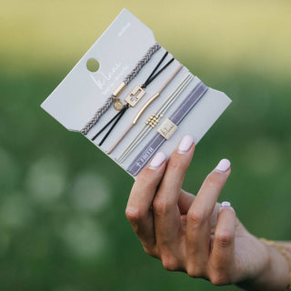 Faith Warm Neutrals with Gold Cross Hair Tie Bracelets