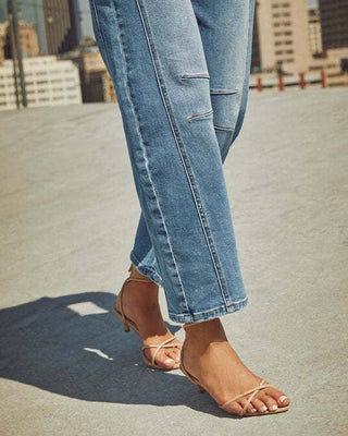 Mid-Waist Washed Denim Straight Leg Jeans – Casual Loose Fit