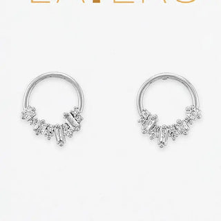 Crystal Cluster Hoop Stud Layer Earrings