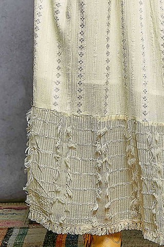 V-Neck Wood Bead Tassel Tie Linen Maxi Dress - Natural