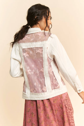 FLORAL EMBROIDERED DENIM JACKET