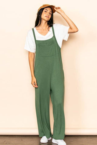 Wide Leg Overall Jumper with Bib & Side Pockets
