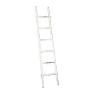 White Wooden Coastal Decorative Ladder, 76 in.