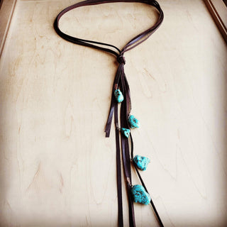 Leather Lasso Necklace with Turquoise Accents