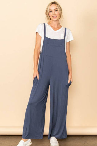 Wide Leg Overall Jumper with Bib & Side Pockets