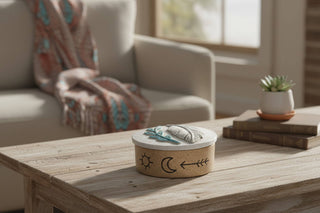 Sagebrush Sun & Moon Feather Resin Keepsake Box