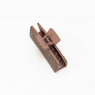 Dustmeadow Embossed Leather Claw Clip in Brown