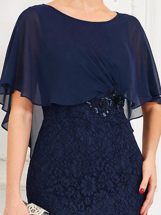 Fishtail Ruffles Sleeves Mother of Bridesmaid Dress