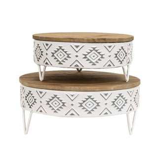 Aztec White Metal & Wood Risers Set of 2