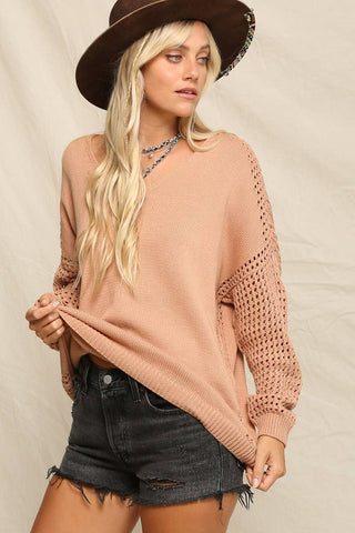 Desert Breeze Sweater V Shaped Boxy Loose Fit Sweater