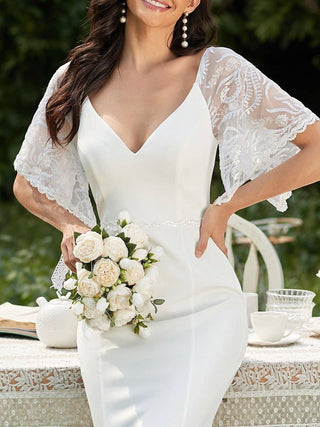 Maxi V Neck Party Dress with Flare Sleeves