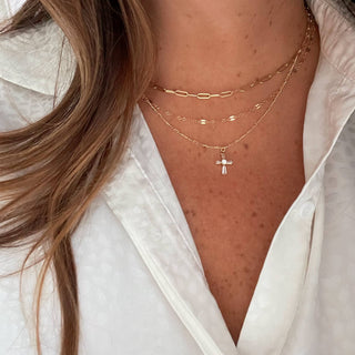 Kamryn Dapped Sequin Layering Chain Necklace Gold Filled