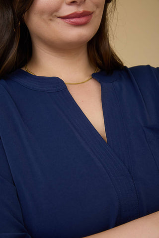 Canyon Calm V Split Neck Blouse