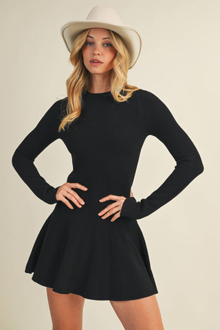 Pleated Sweater Dress – Cozy Texture Meets Boutique Elegance