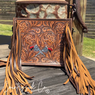 Hand-Painted Tooled Leather Purse with Fringe | Laciann Collective