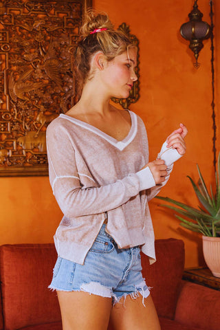 Soft Washed Pullover – Cozy Taupe Sweater