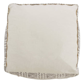 Abstract Mudcloth Pouf - White