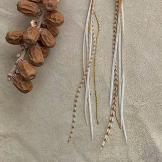 Mini Feather Earrings - Blonde Grizzly / Gold