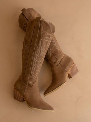 The Samara Brown Embroidered Western Tall Boot | Laciann Collective
