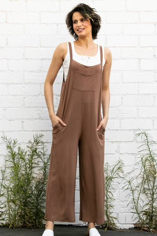 Wide Leg Overall Jumper with Bib & Side Pockets