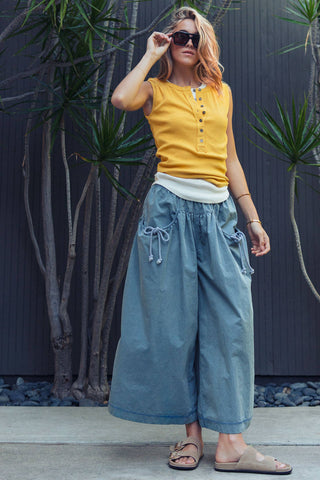 Tidal Drawstring Wide Leg Culottes