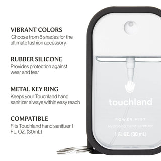 Jet Black Hand Mist Case - Touchland Sanitizer Holder with Keyring