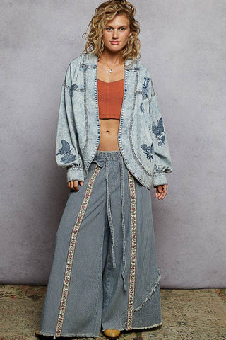 Vintage Denim Embroidered Cardigan Jacket | Laciann Collective