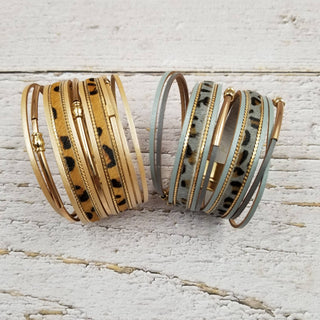 Leopard Magnet Leather Multilayer Bracelet