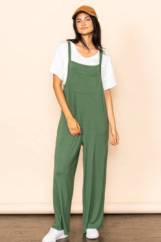 Wide Leg Overall Jumper with Bib & Side Pockets