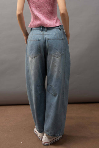 Etched Inseam Bootcut Barrel Jeans