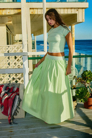 Ribbed Crop Top & Flared Maxi Skirt Set