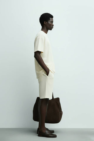 Men's Short Sleeve Textured T-Shirt & Short Set (Apricot)