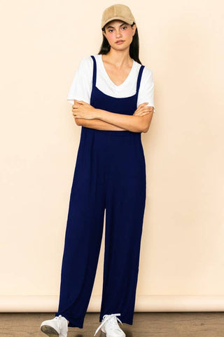 Wide Leg Overall Jumper with Bib & Side Pockets