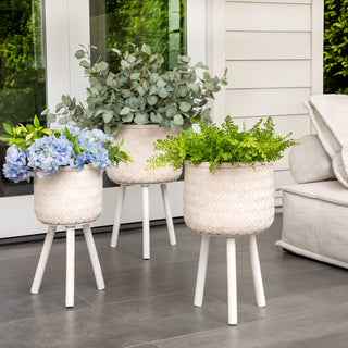 White Wood Tripod Planter Stand – Set of 3 (11, 13, 15 in.)