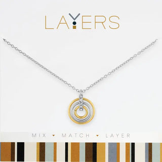 Canyon Trio Layers Silver and Gold Trio Ring Necklace