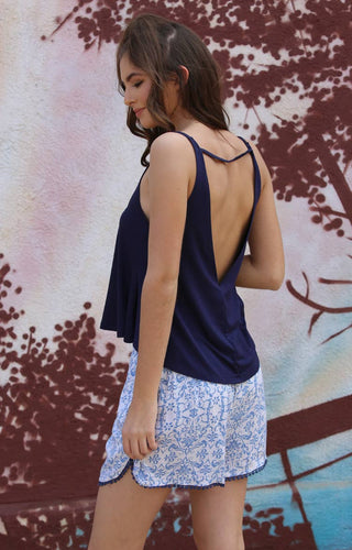 V-Neck Swingy Open Back Tank Top