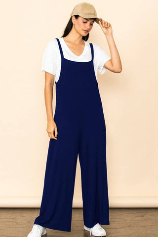 Wide Leg Overall Jumper with Bib & Side Pockets