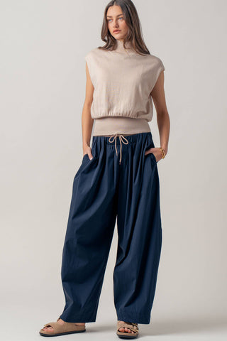 Contrast Waist Cocoon Leg Wide Pants | Laciann Collective