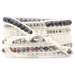 Labradorite White Jade & Druzy Wrap Bracelet