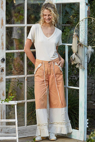 Stone Washed V-Neck Short Sleeve Top