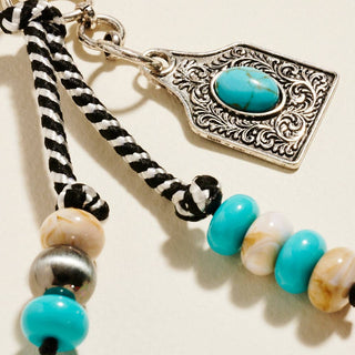 Semi Precious Cow Tag Beads Bag Charm Keychain