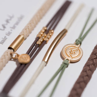 Climb Natural Colors with Gold Mountain Accent Hair Tie Bracelets