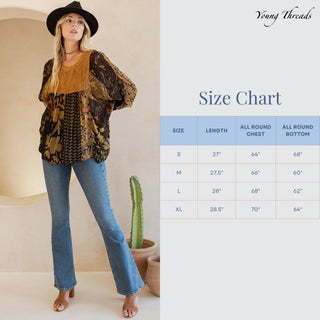 Bohemian Tiered Patchwork Blouson Top