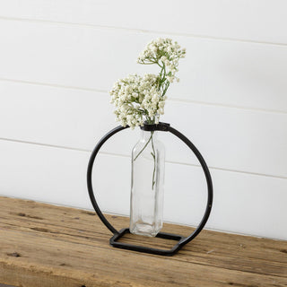Stem Vase With Metal Stand
