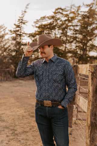 Men's Aztec Print Western Cowboy Shirt - Assorted