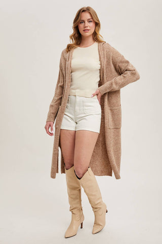 LONGLINE HOODIE OPEN FRONT CARDIGAN