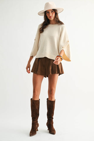 Classic Knit Button Sleeve Sweater – Soft & Stylish