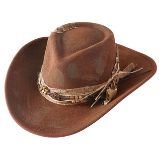 Rustic Cowgirl with Feather Fedora Hat