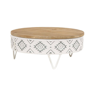 Aztec White Metal & Wood Risers Set of 2