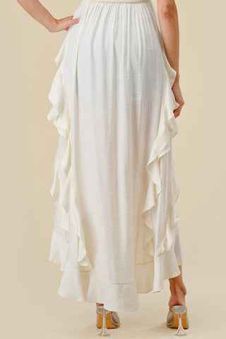 Ivory Front Tie Smocked Tunic Top